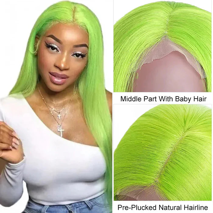 Samuel Hair 13*4 Transparent Frontal Lace Wig, 12-30inch Green Colored Virgin Human Hair Lace Wig