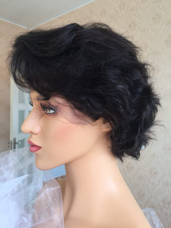 Samuel Hair 13*4 Transparent Lace Front Pixie Cut wig,Virgin Human Hair Wigs-03