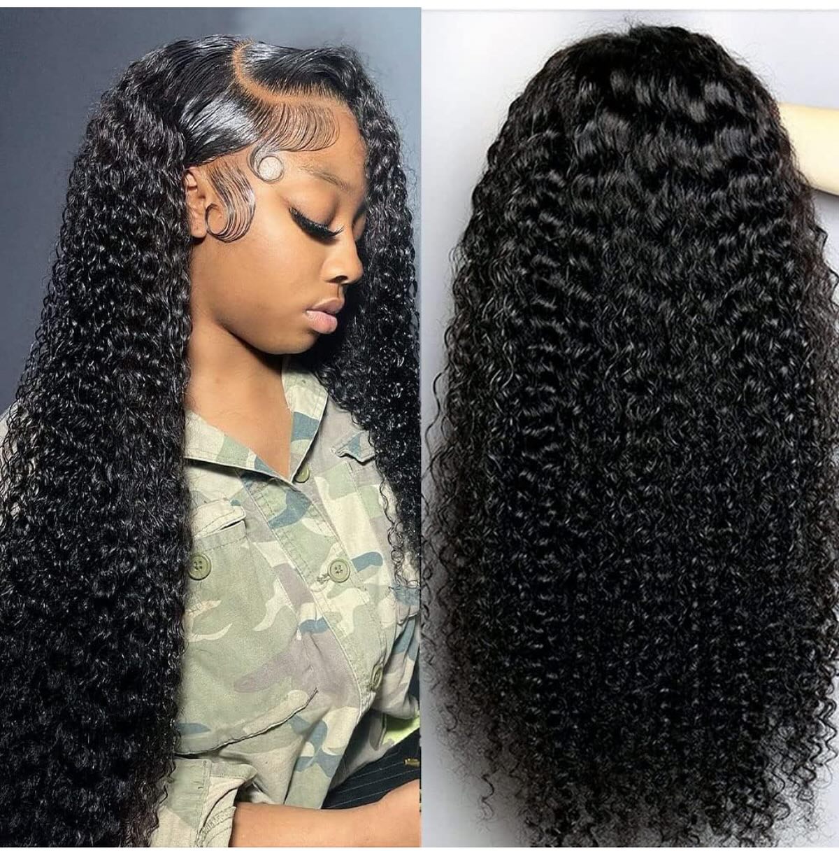 Samuel Hair Transparent Lace Wig, 12-30inch Kinky curly Virgin Human Hair Wig