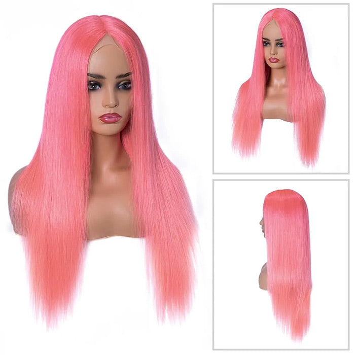 Samuel Hair 13*4 Transparent Frontal Lace Wig, 12-30inch Pink Color Virgin Human Hair Lace Wig