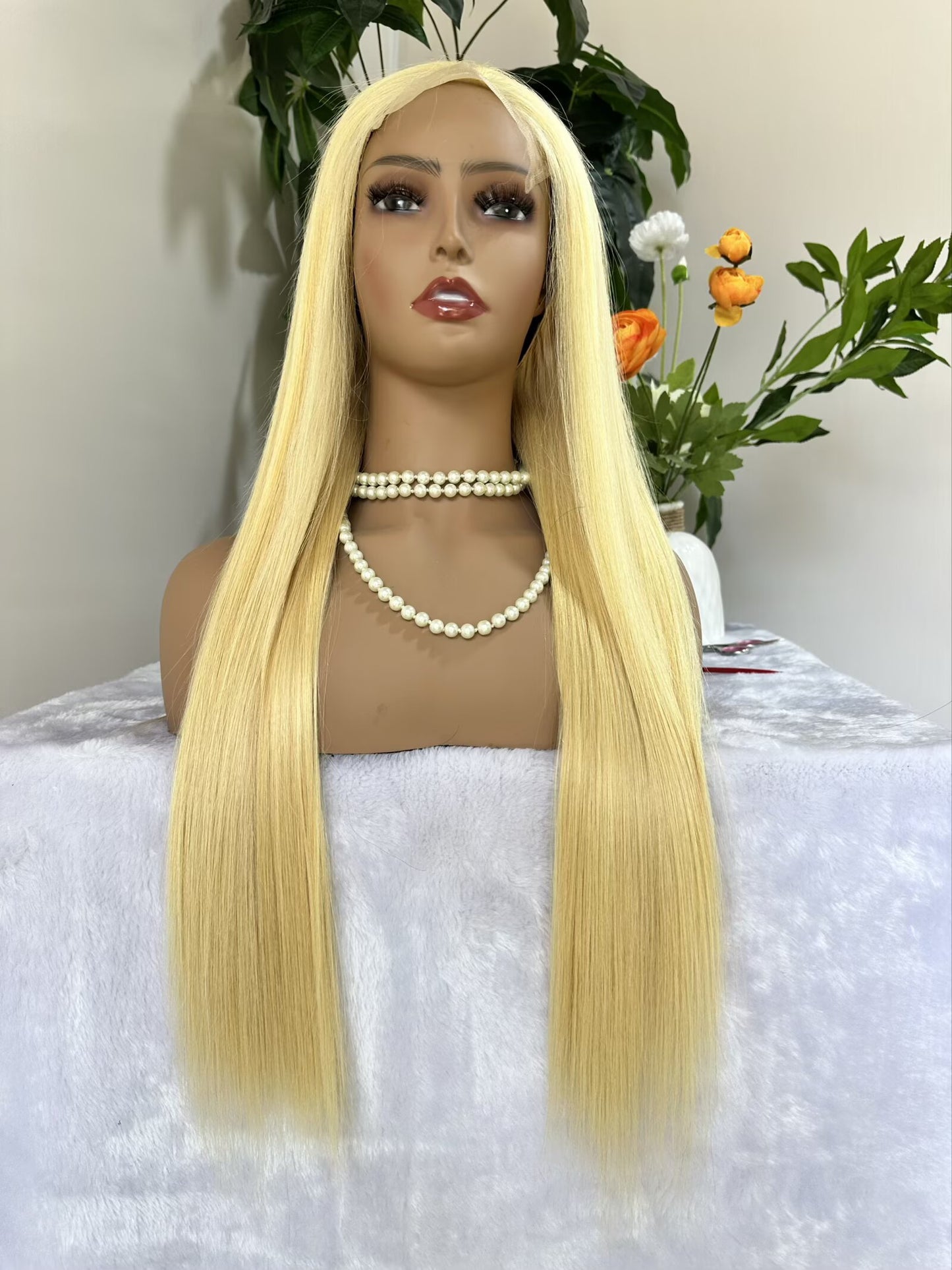 Samuel Hair 13*4 Transparent Frontal Lace Wig, 12-30inch 613# Blonde Color Virgin Human Hair Lace Wig
