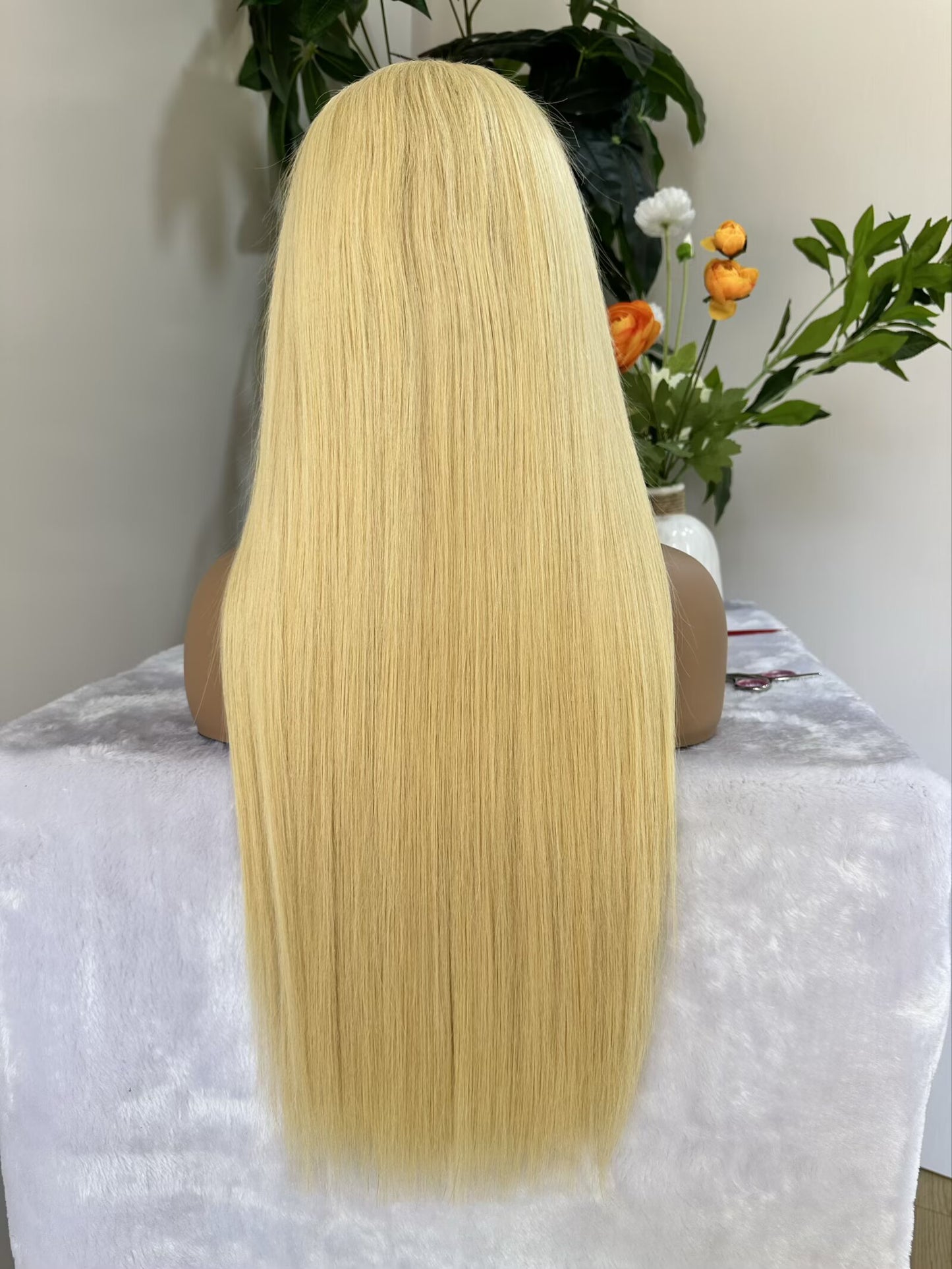 Samuel Hair 13*4 Transparent Frontal Lace Wig, 12-30inch 613# Blonde Color Virgin Human Hair Lace Wig