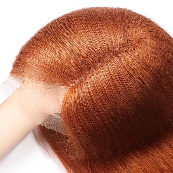 Samuel Hair 13*4 Transparent Frontal Lace Wig, 12-30inch Ginger Orange Color Virgin Human Hair Lace Wig