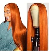 Samuel Hair 13*4 Transparent Frontal Lace Wig, 12-30inch Ginger Orange Color Virgin Human Hair Lace Wig