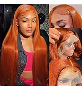 Samuel Hair 13*4 Transparent Frontal Lace Wig, 12-30inch Ginger Orange Color Virgin Human Hair Lace Wig