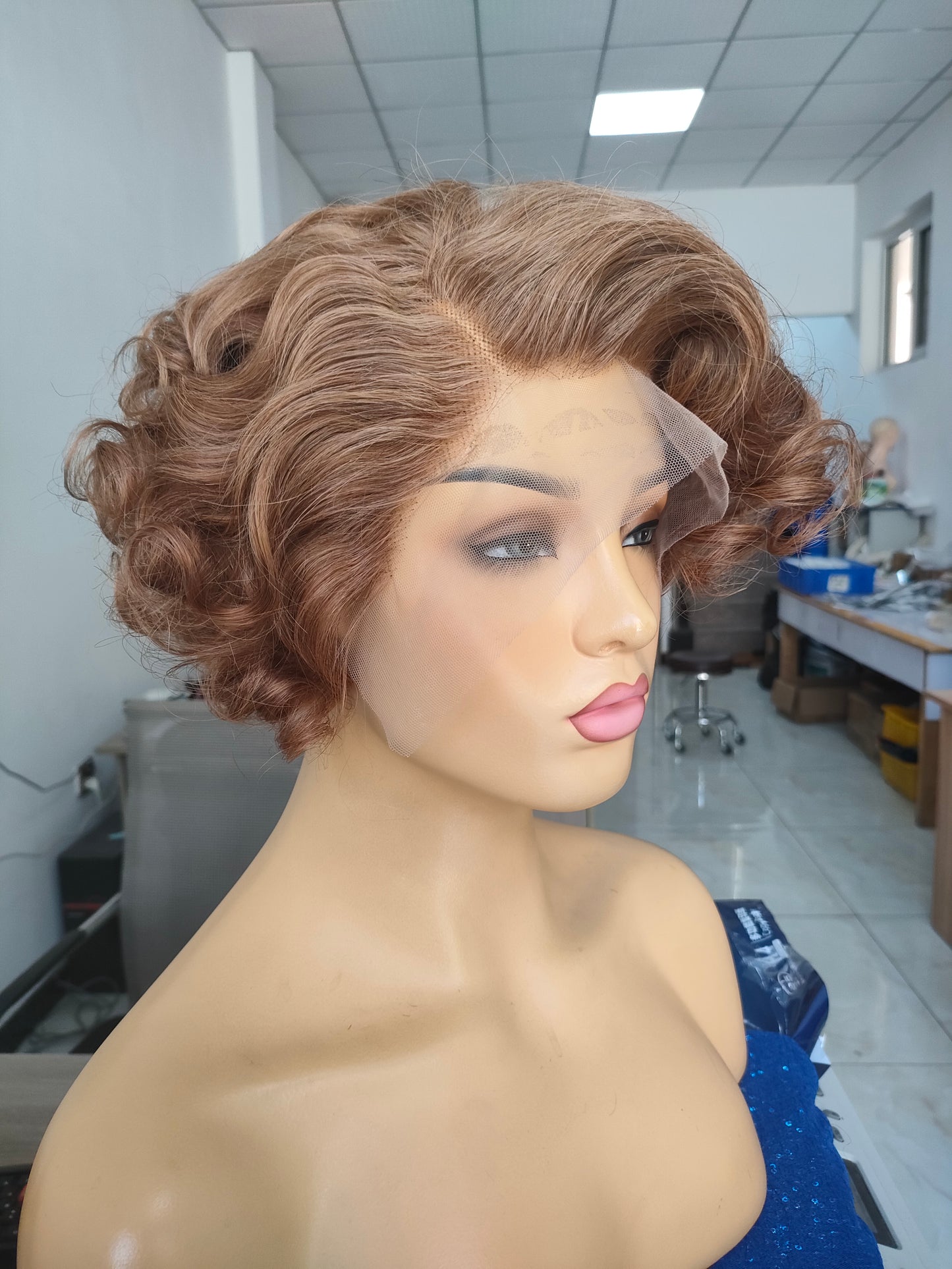 Samuel Hair 13*4 Transparent Lace Front Pixie Cut wig,Virgin Human Hair colored Wigs-17