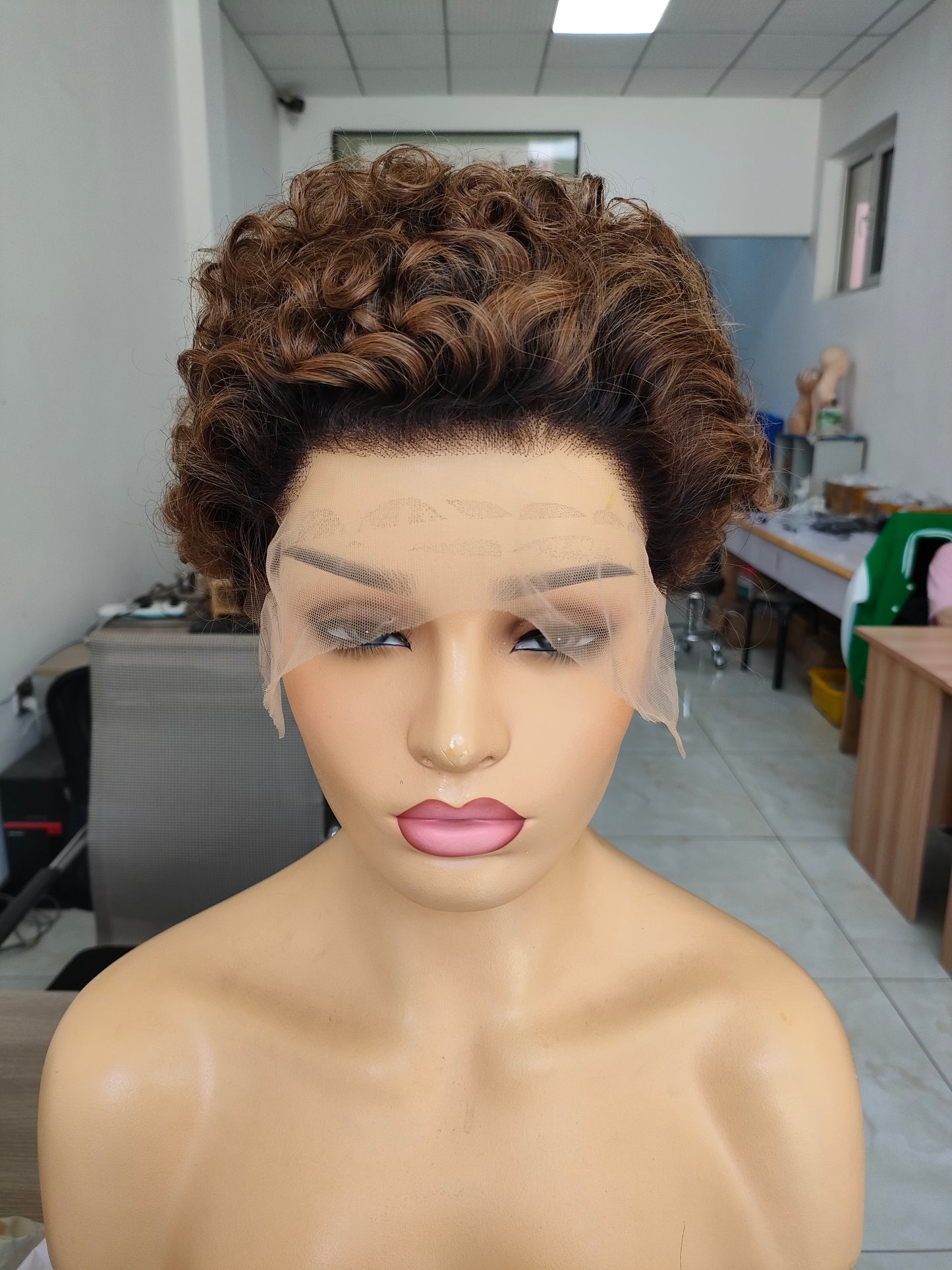 Samuel Hair 13*4 Transparent Lace Front Pixie Cut wig,Virgin Human Hair colored Wigs-20