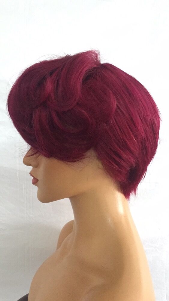 Samuel Hair 13*4 Transparent Lace Front Pixie Cut wig,Virgin Human Hair colored Wigs-02