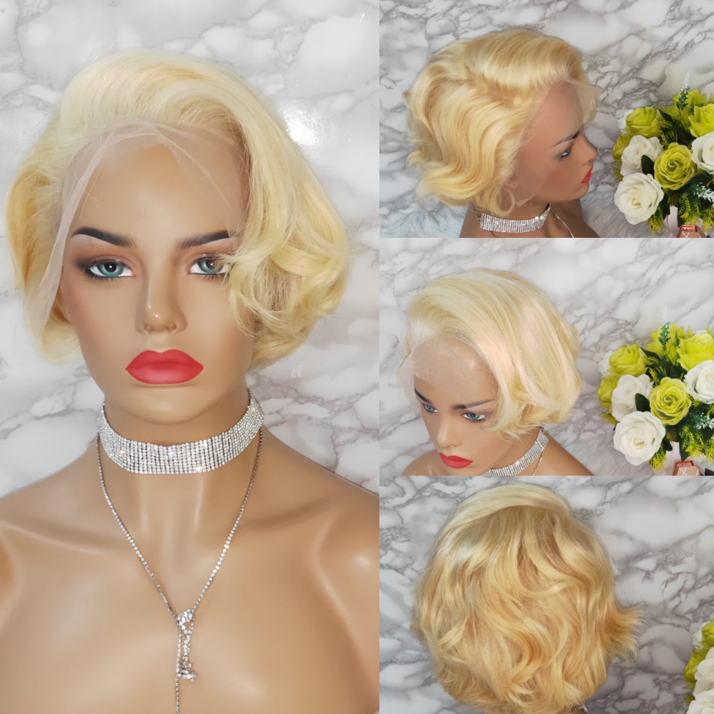 Samuel Hair 13*4 Transparent Lace Front Pixie Cut wig,Virgin Human Hair colored Wigs-04