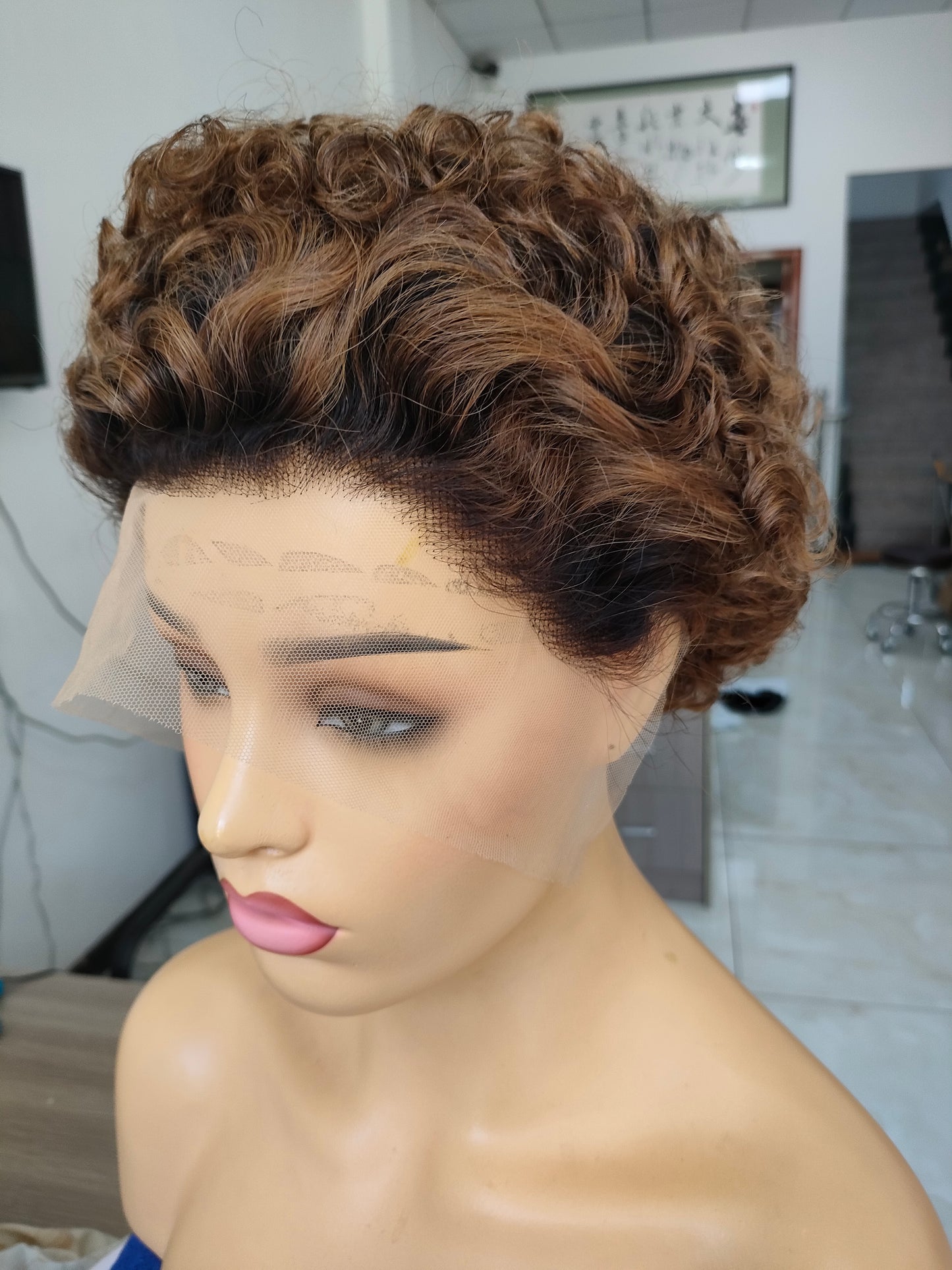 Samuel Hair 13*4 Transparent Lace Front Pixie Cut wig,Virgin Human Hair colored Wigs-20
