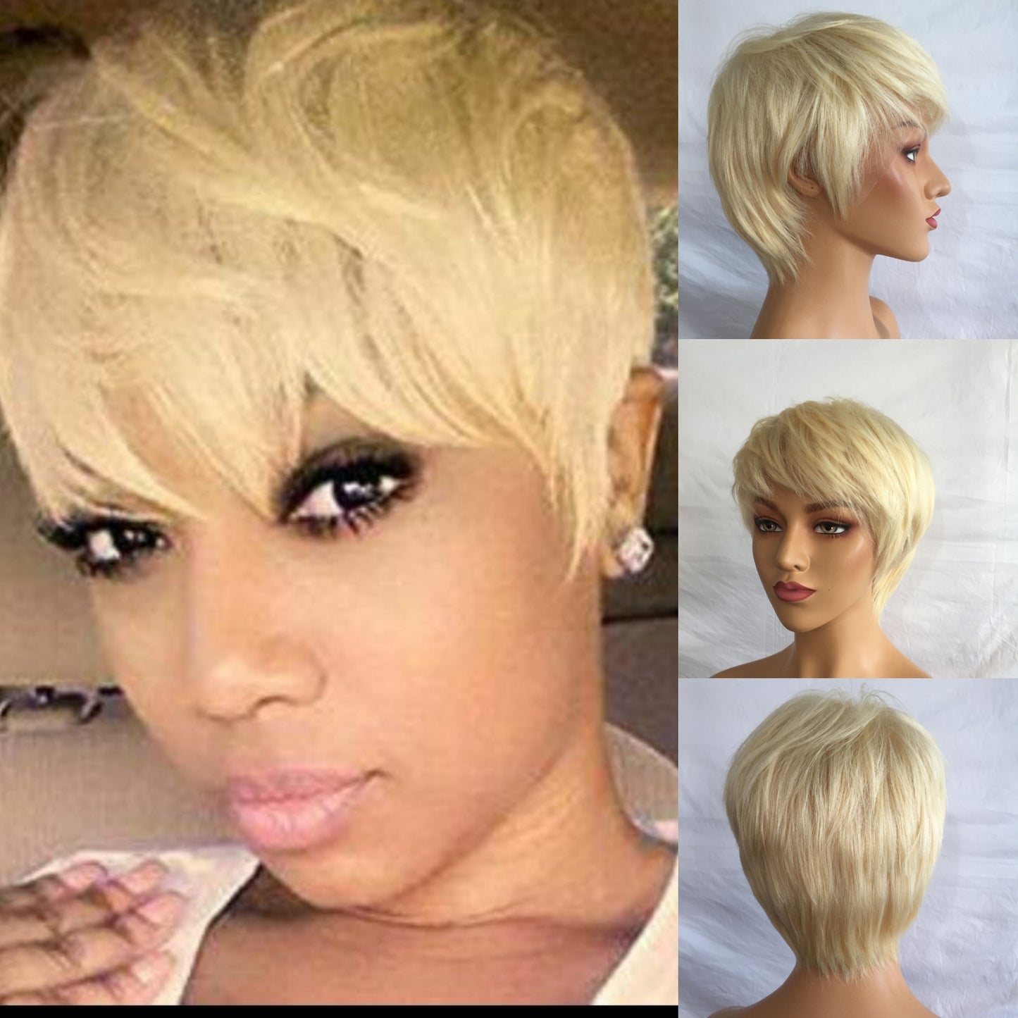 Samuel Hair 13*4 Transparent Lace Front Pixie Cut wig,Virgin Human Hair colored Wigs-12