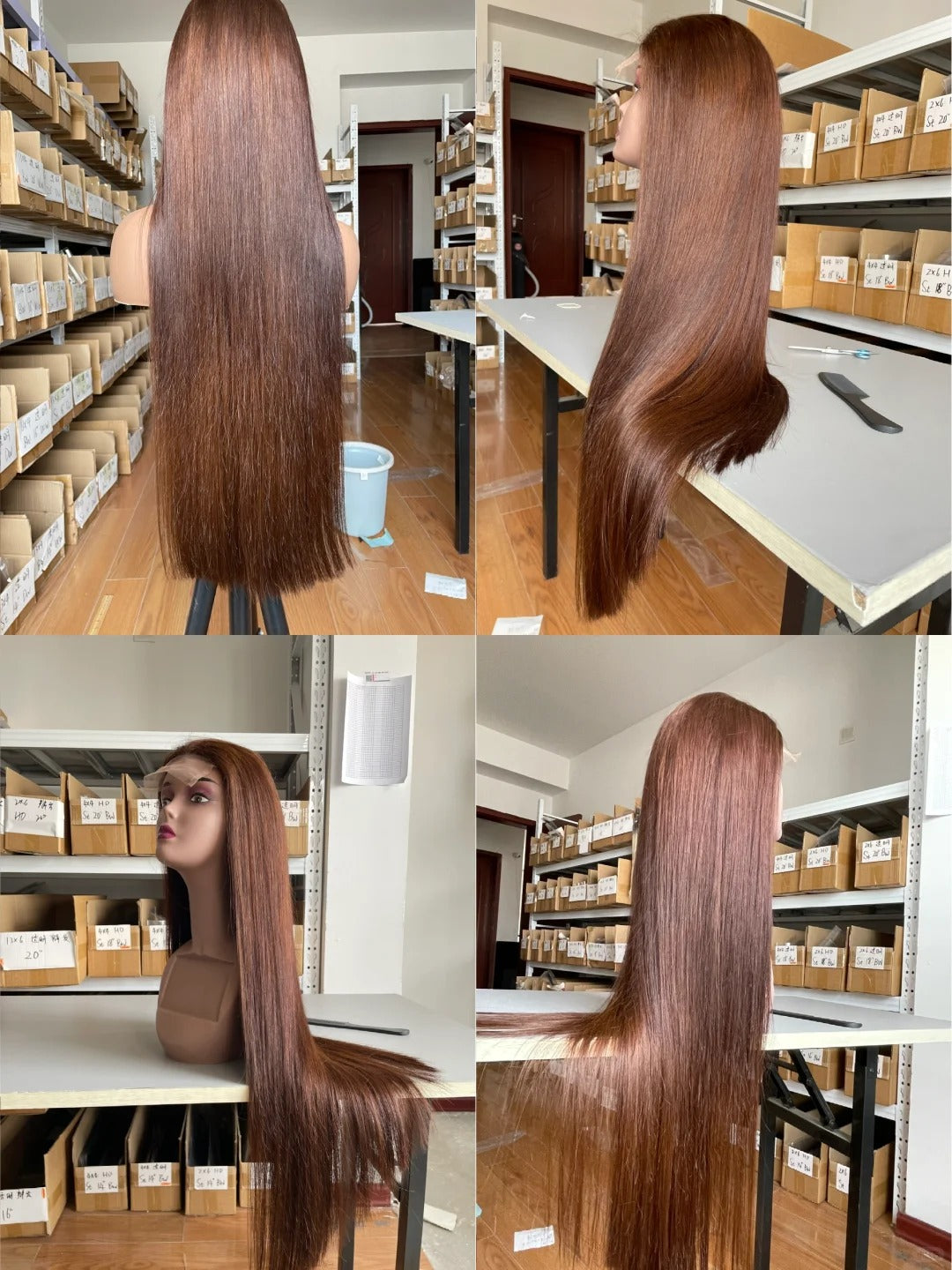 Samuel Hair 4# colored Transparent Lace wig, 12-30inch Straight Virgin Human Hair Wig