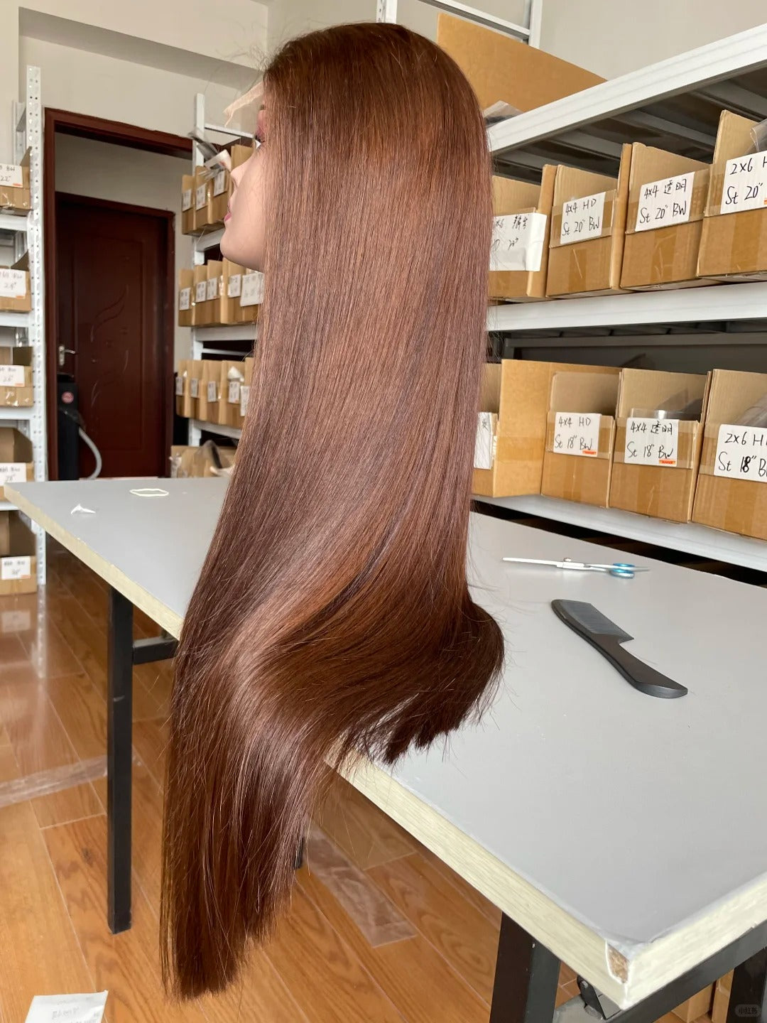 Samuel Hair 4# colored Transparent Lace wig, 12-30inch Straight Virgin Human Hair Wig