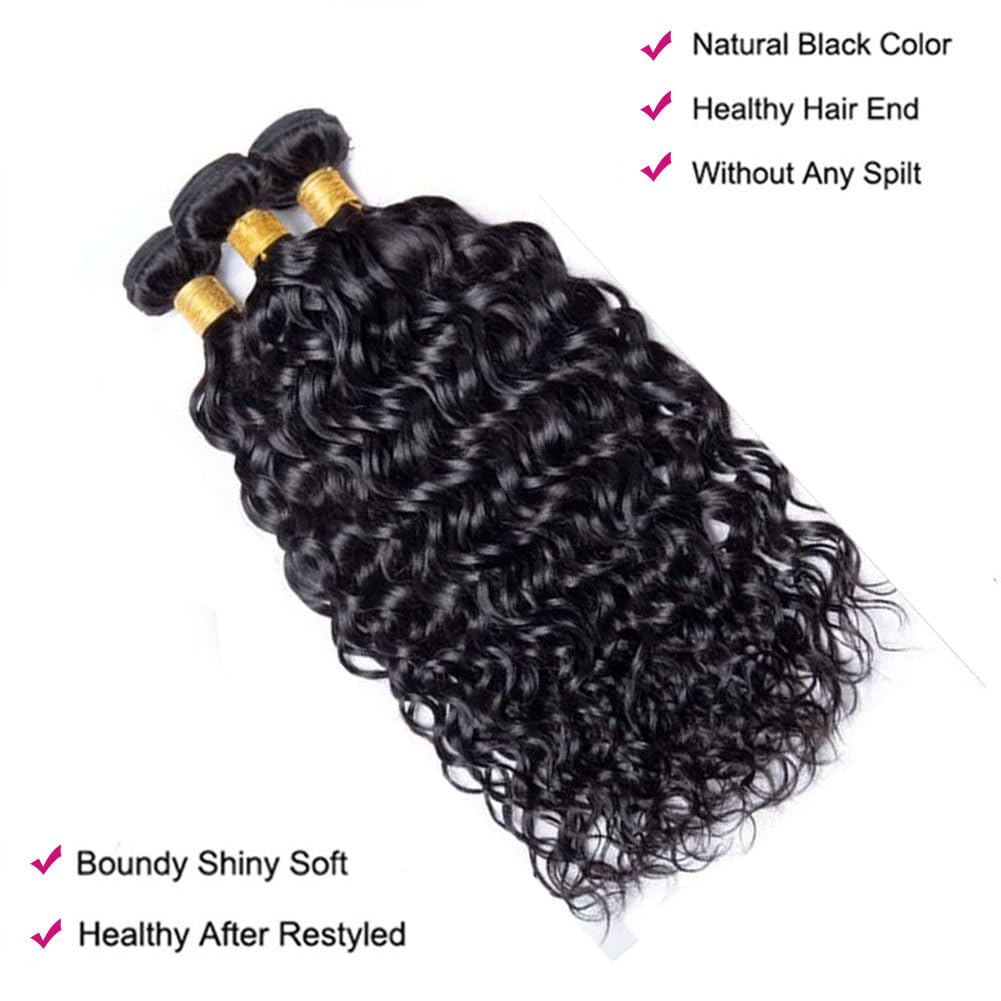 3 pieces Samuel Hair 12A water wave natural black hair bundles free shipping