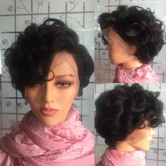 Samuel Hair 13*4 Transparent Lace Front Pixie Wig ,Virgin Human Hair  Lace Wig-02