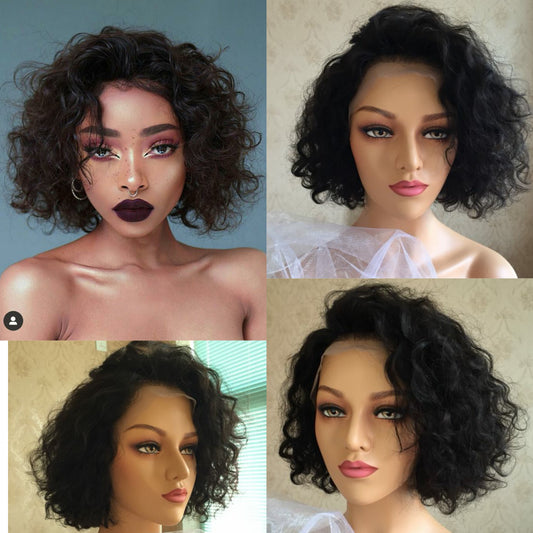 Samuel Hair 13*4 Transparent Lace Front Pixie Cut wig,Virgin Human Hair Wigs-11