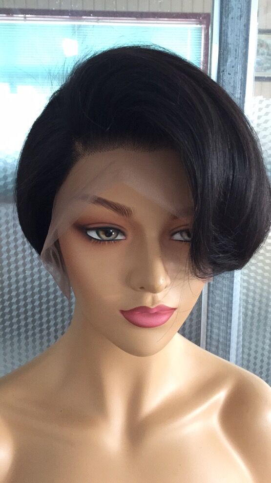 Samuel Hair 13*4 Transparent Lace Front Pixie Cut wig,Virgin Human Hair Wigs-04