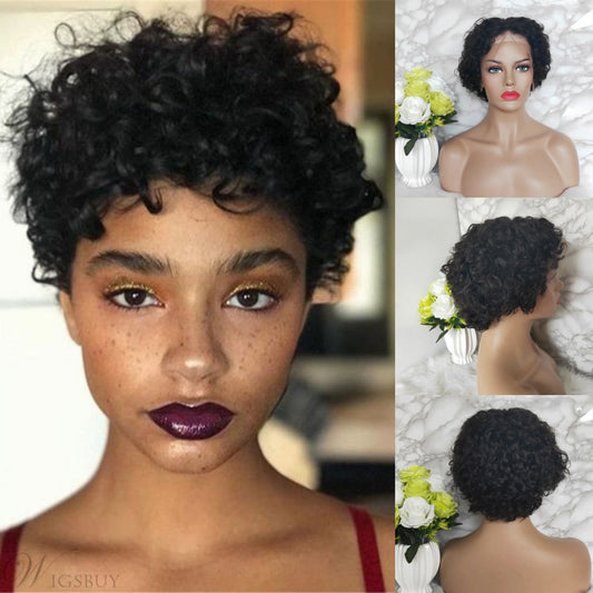 Samuel Hair 13*4 Transparent Lace Front Pixie Cut wig,Virgin Human Hair Wigs-05