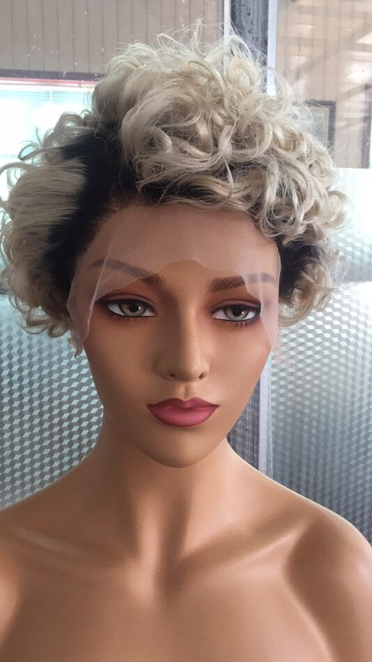 Samuel Hair 13*4 Transparent Lace Front Pixie Cut wig,Virgin Human Hair colored Wigs-26