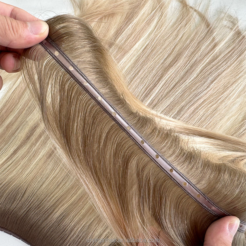Double Layers Invisible Genius Butterfly Weft Hair Extensions Beaded Invisible Weft With Holes Cuticle Virgin Hair