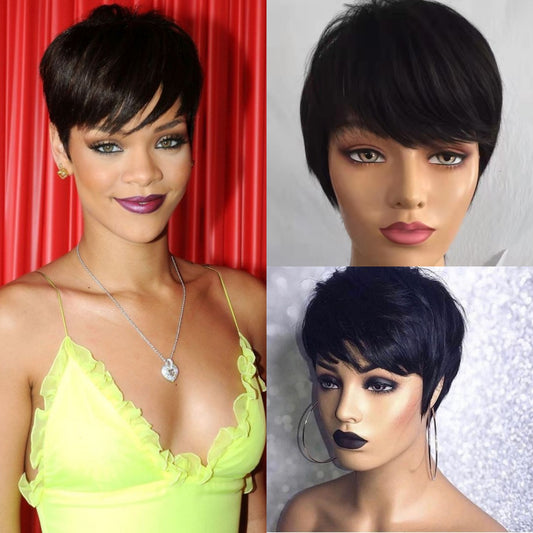 Samuel Hair 13*4 Transparent Lace Front Pixie Cut wig,Virgin Human Hair Wigs-19