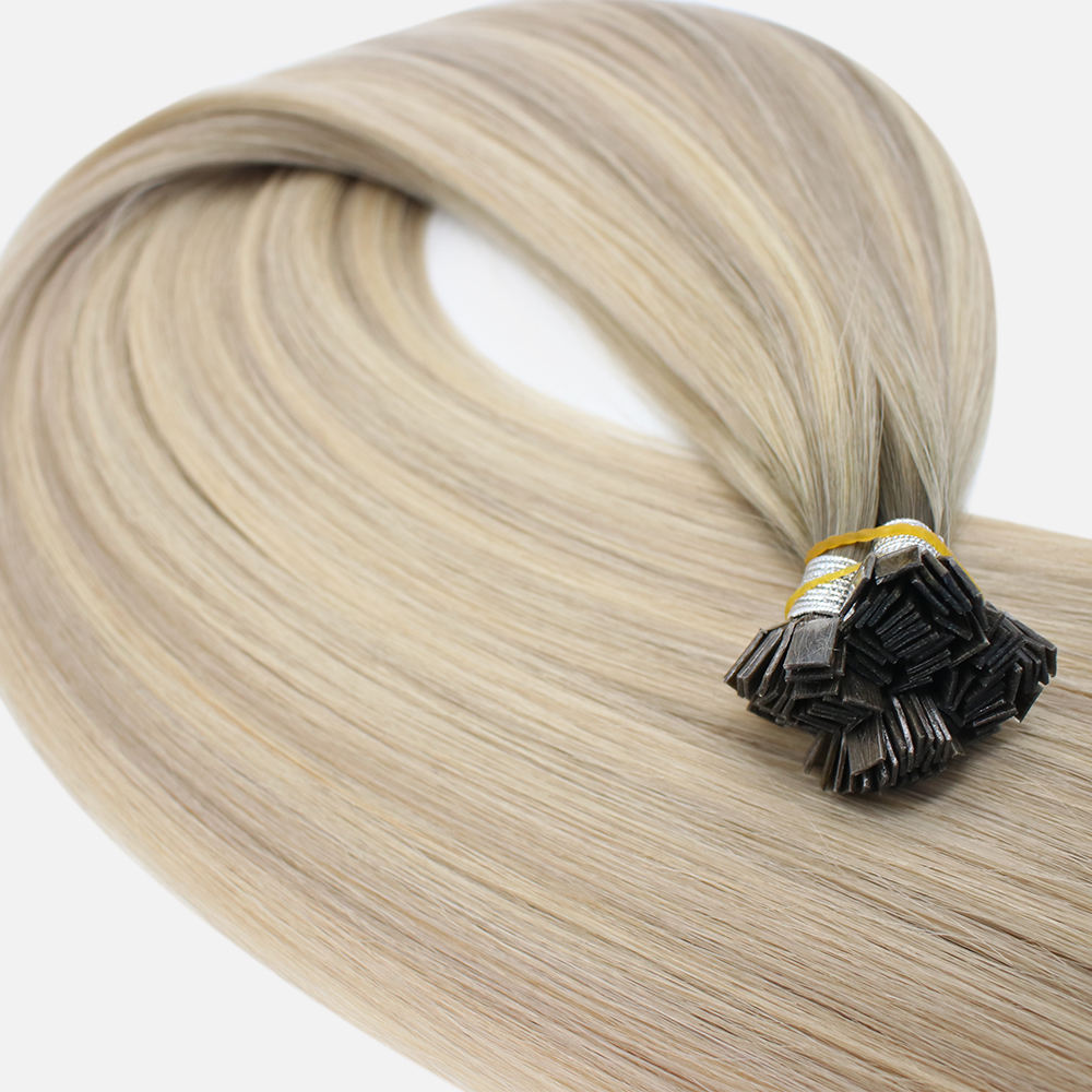 Wholesale Cuticle Aligned Virgin Russian Hair Italian Keratin Prebonded Double Drawn Flat Tip Human Hair Extensions