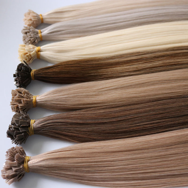 Wholesale Cuticle Aligned Virgin Russian Hair Italian Keratin Prebonded Double Drawn Flat Tip Human Hair Extensions