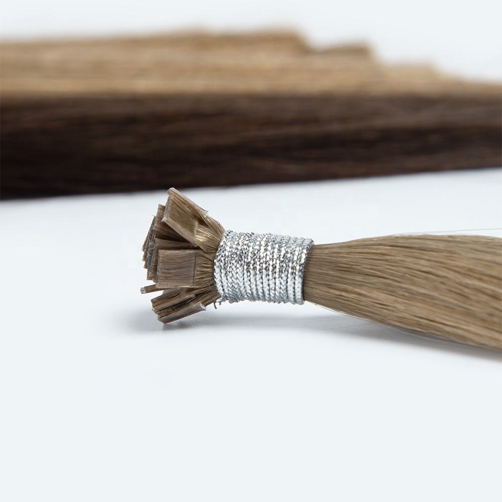 Wholesale Cuticle Aligned Virgin Russian Hair Italian Keratin Prebonded Double Drawn Flat Tip Human Hair Extensions