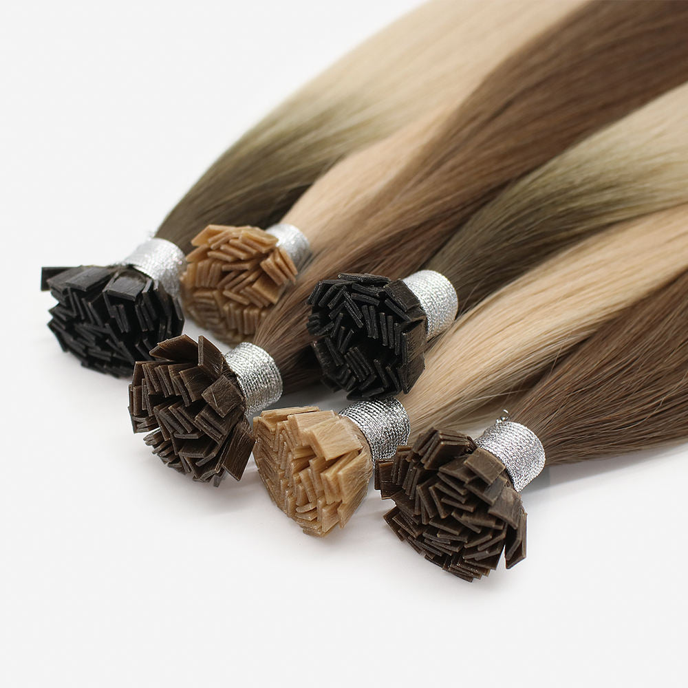 Wholesale Cuticle Aligned Virgin Russian Hair Italian Keratin Prebonded Double Drawn Flat Tip Human Hair Extensions