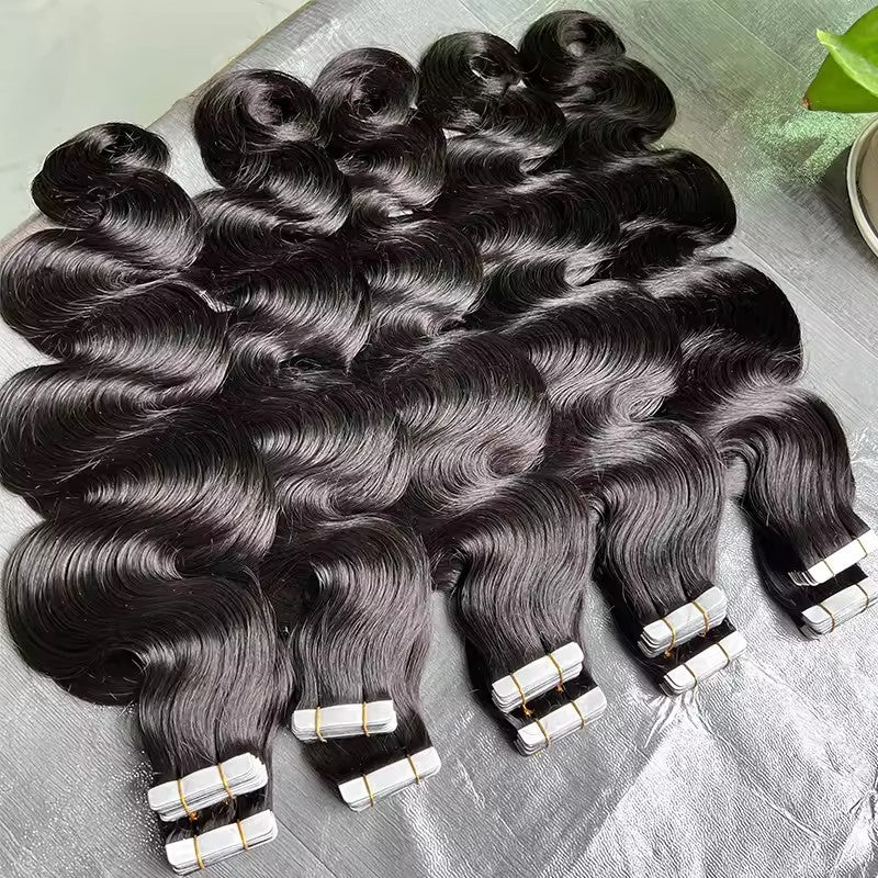 Wholesale Real Hair Raw Unprocessed Long Vietnamese Tape in Wefts Black Dark Brown Double Drawn Tape in Extension