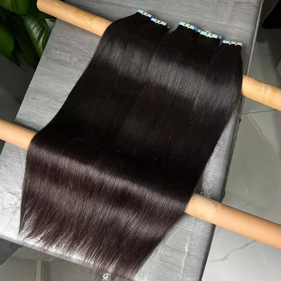 Wholesale Real Hair Raw Unprocessed Long Vietnamese Tape in Wefts Black Dark Brown Double Drawn Tape in Extension