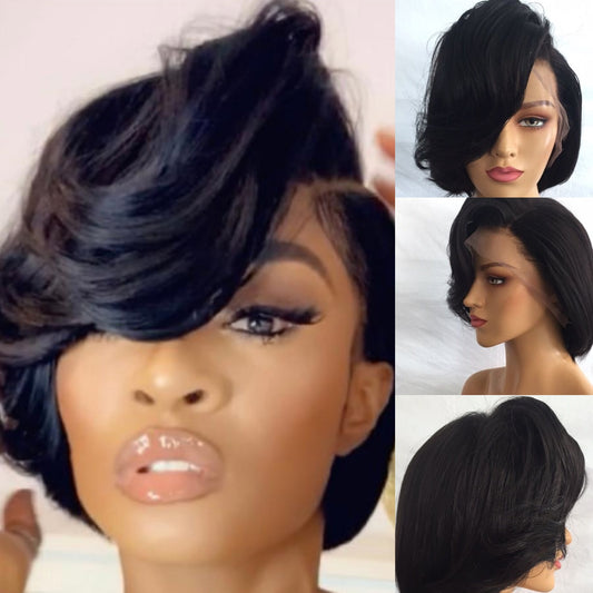 Samuel Hair 13*4 Transparent Lace Front Pixie Cut wig,Virgin Human Hair Wigs-16