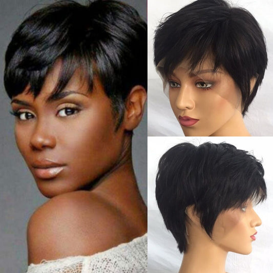 Samuel Hair 13*4 Transparent Lace Front Pixie Cut wig,Virgin Human Hair Wigs-21