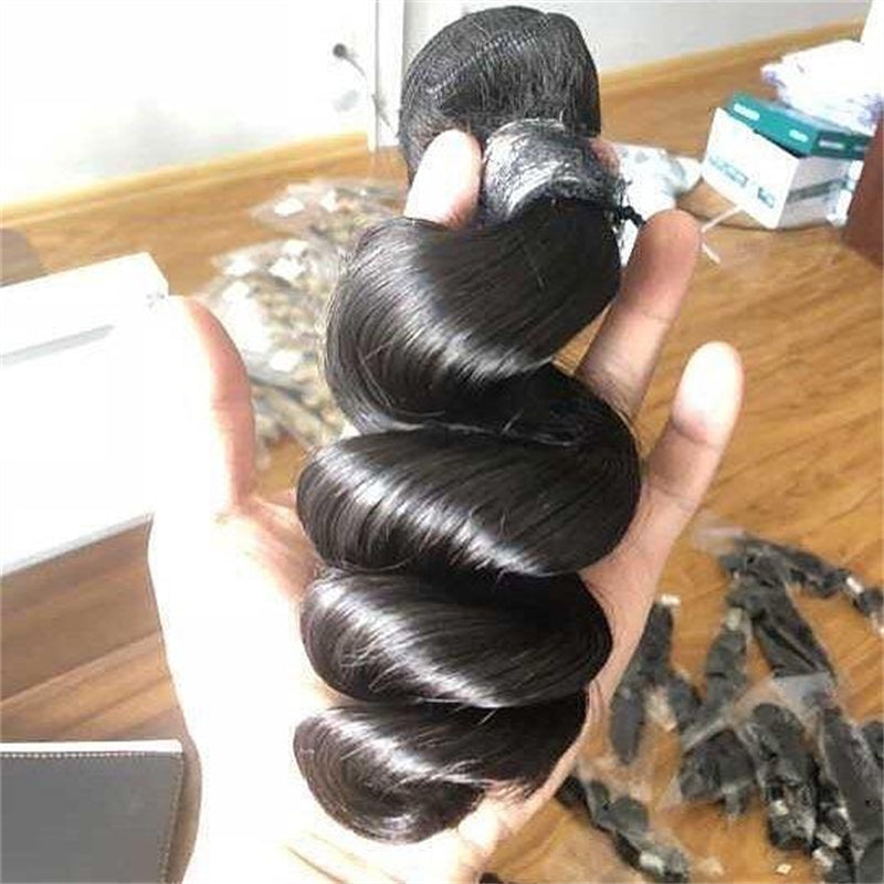 3 pieces Samuel Hair 12A Loose wave natural black hair bundles with closure/frontal free shipping