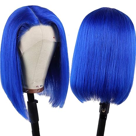 Samuel Hair 10-14Inch Blue# Colored BOB Lace Wig,Transparent Lace Wig
