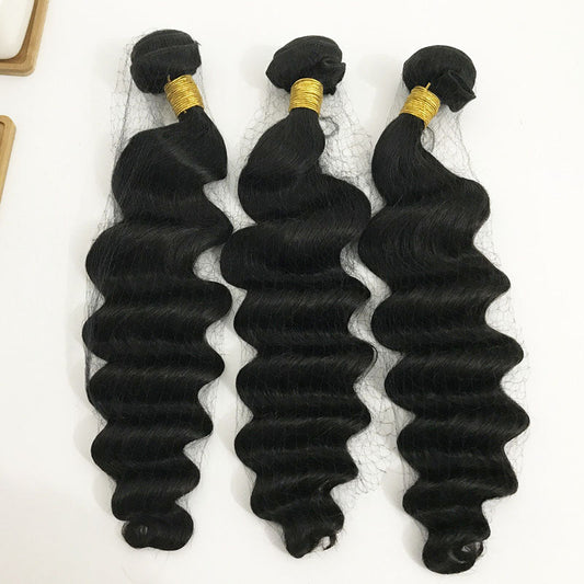 3 pieces Samuel Hair 12A deep wave natural black hair bundles free shipping