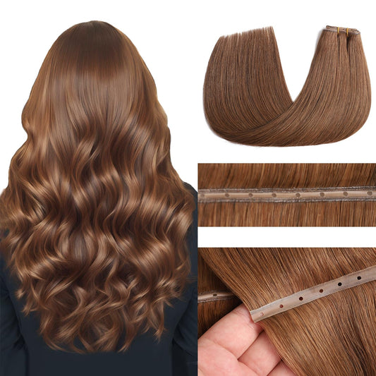 Double Layers Invisible Genius Butterfly Weft Hair Extensions Beaded Invisible Weft With Holes Cuticle Virgin Hair