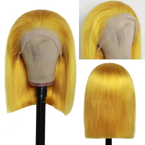 Samuel Hair 10-14Inch yellow# Colored BOB Lace Wig,Transparent Lace Wig