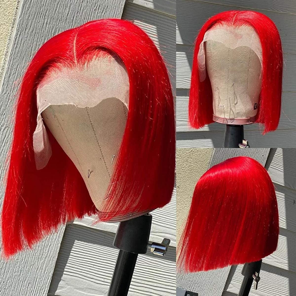 Samuel Hair 10-14Inch Red# Colored BOB Lace Wig,Transparent Lace Wig