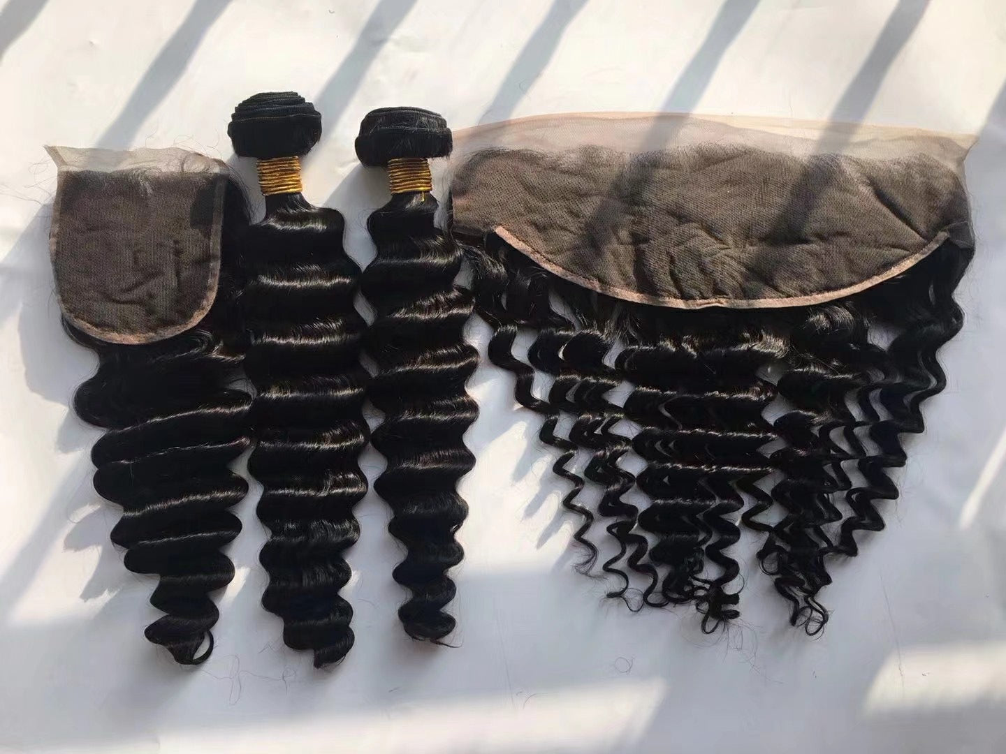 3 pieces Samuel Hair 12A deep wave natural black hair bundles with closure/frontal free shipping