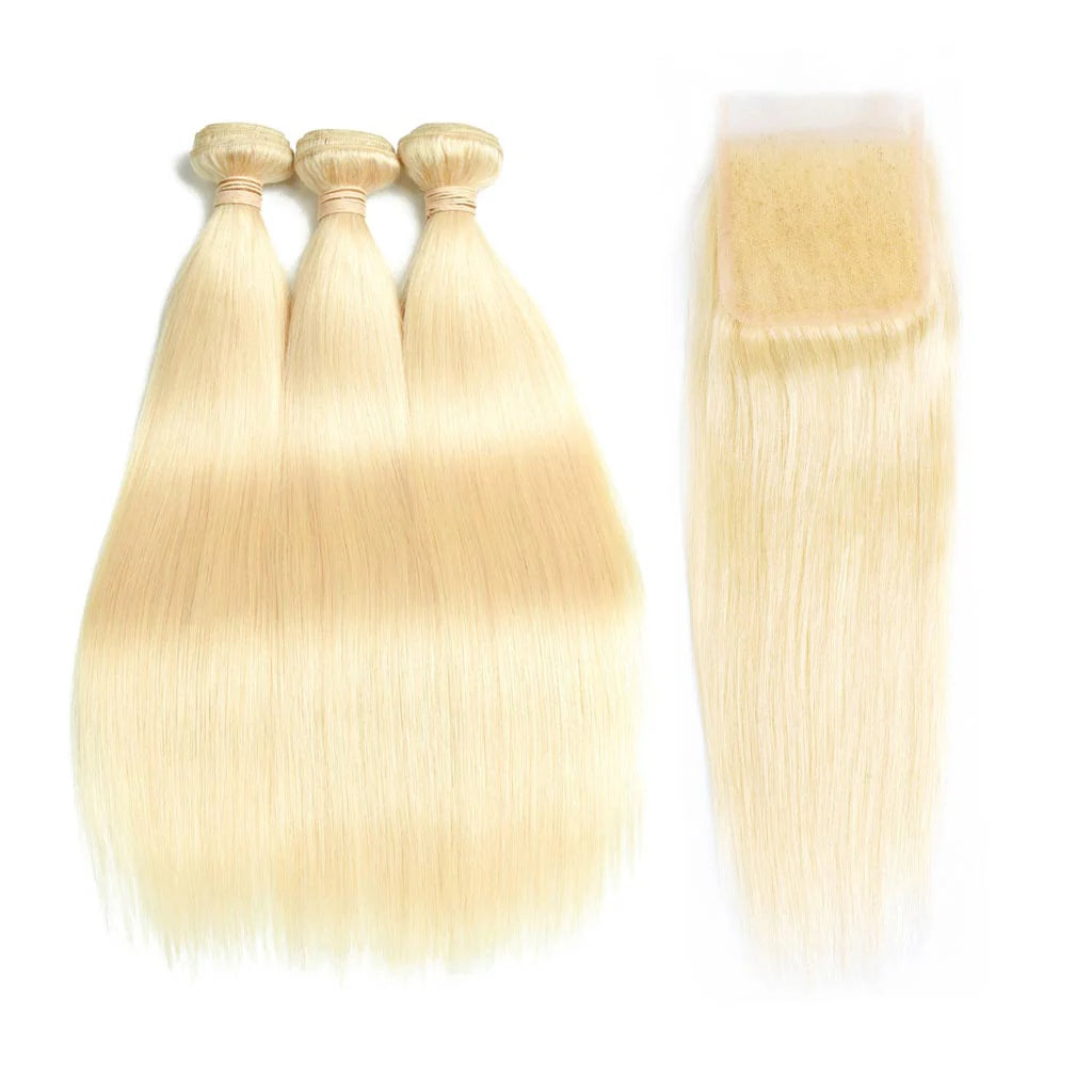 3 pieces Samuel Hair 12A 613# Straight  hair bundles with closure/frontal free shipping