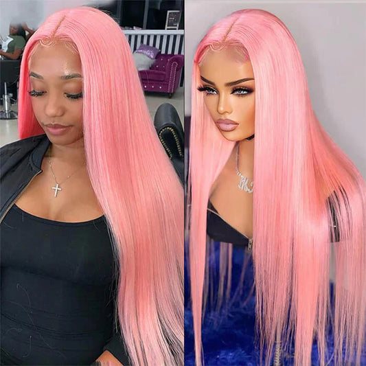 Samuel Hair 13*4 Transparent Frontal Lace Wig, 12-30inch Pink Color Virgin Human Hair Lace Wig