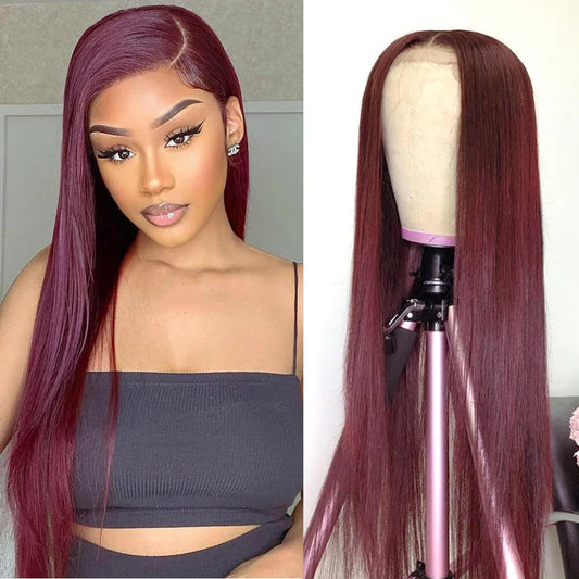 Samuel Hair 13*4 Transparent Frontal Lace Wig, 12-30inch 99J# Color Virgin Human Hair Lace Wig