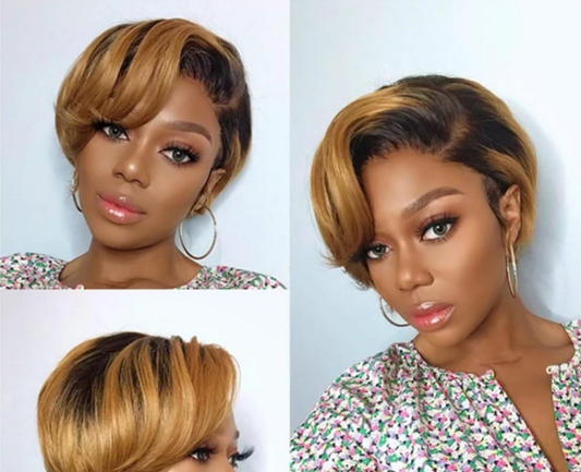 Samuel Hair 13*4 Transparent Lace Front Pixie Cut wig,Virgin Human Hair colored Wigs-22