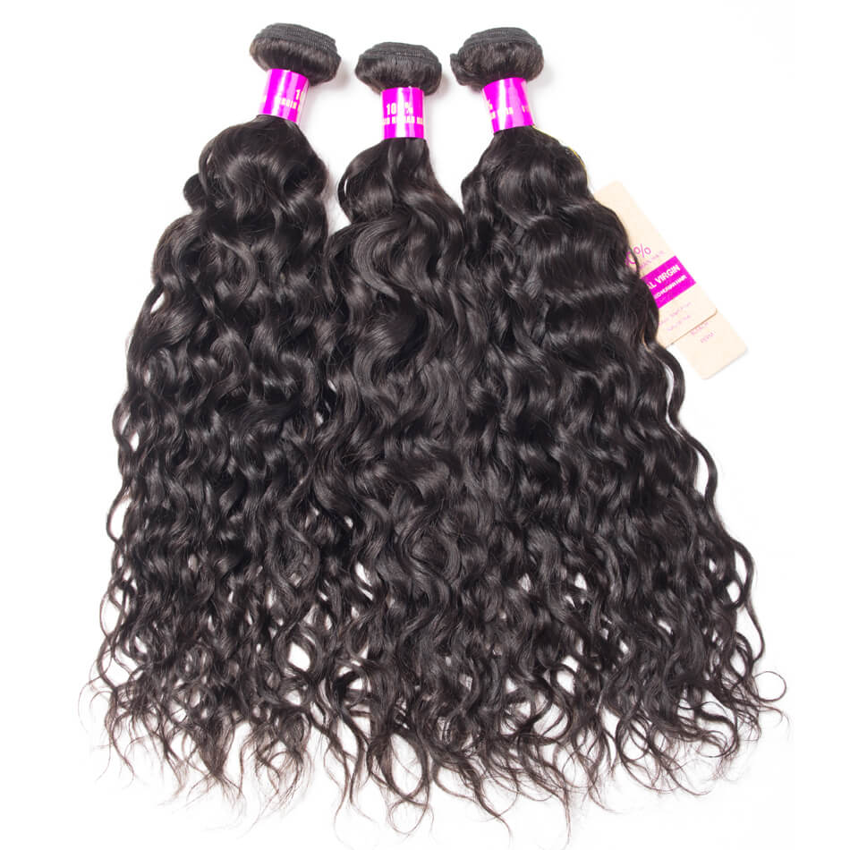 3 pieces Samuel Hair 12A Natural wave natural black hair bundles with closure/frontal free shipping