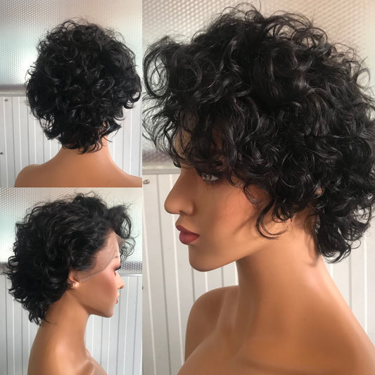 Samuel Hair 13*4 Transparent Lace Front Pixie Cut wig,Virgin Human Hair Wigs-14