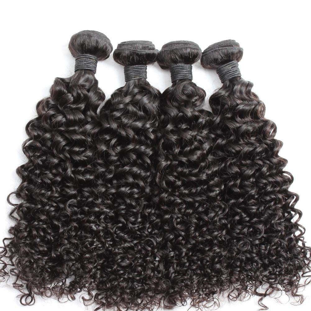 3 pieces Samuel Hair 12A Curly wave natural black hair bundles with closure/frontal free shipping