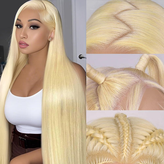 Samuel Hair 13*4 Transparent Frontal Lace Wig, 12-30inch 613# Blonde Color Virgin Human Hair Lace Wig