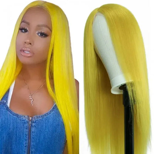 Samuel Hair 13*4 Transparent Frontal Lace Wig, 12-30inch yellow Color Virgin Human Hair Lace Wig