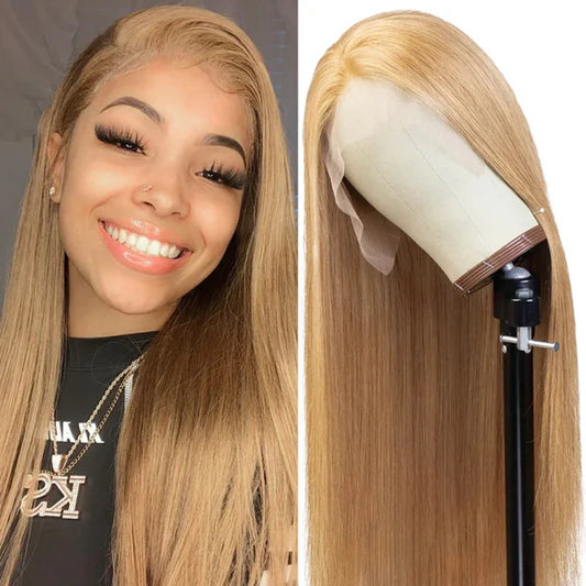 Samuel Hair 13*4 Transparent Frontal Lace Wig, 12-30inch #27 Honey Blonde Color Virgin Human Hair Lace Wig